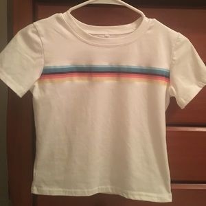 SHEIN White Rainbow Stripe Tee